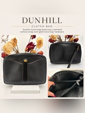 Dunhill authentic calfskin vintage clutch bag with a centered vertical strap✨✨